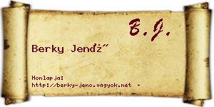Berky Jenő névjegykártya